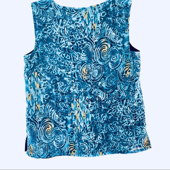 Dressy, Drapey,  Blu+Gold Art-Print Tank - Size M. - Picture 6 of 8